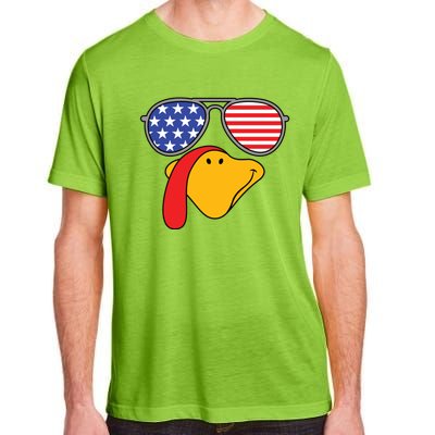 Turkey Face Sunglasses Usa Flag American Thanksgiving Cute Gift Adult ChromaSoft Performance T-Shirt