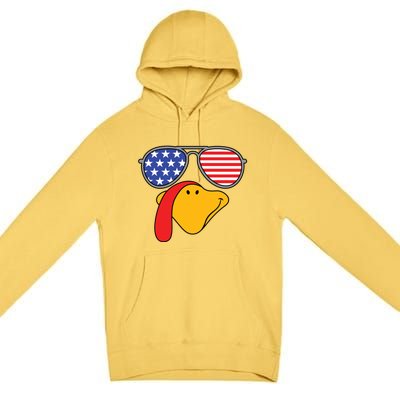 Turkey Face Sunglasses Usa Flag American Thanksgiving Cute Gift Premium Pullover Hoodie