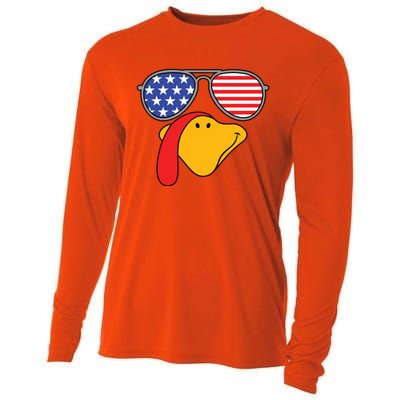 Turkey Face Sunglasses Usa Flag American Thanksgiving Cute Gift Cooling Performance Long Sleeve Crew