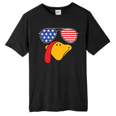 Turkey Face Sunglasses Usa Flag American Thanksgiving Cute Gift Tall Fusion ChromaSoft Performance T-Shirt