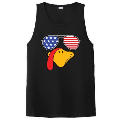 Turkey Face Sunglasses Usa Flag American Thanksgiving Cute Gift PosiCharge Competitor Tank