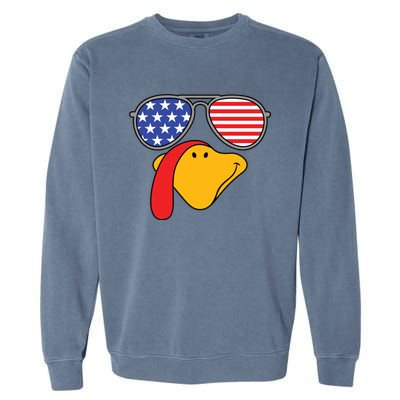 Turkey Face Sunglasses Usa Flag American Thanksgiving Cute Gift Garment-Dyed Sweatshirt