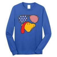 Turkey Face Sunglasses Usa Flag American Thanksgiving Cute Gift Long Sleeve Shirt