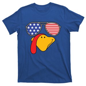 Turkey Face Sunglasses Usa Flag American Thanksgiving Cute Gift T-Shirt