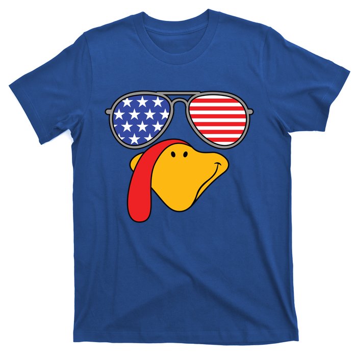 Turkey Face Sunglasses Usa Flag American Thanksgiving Cute Gift T-Shirt