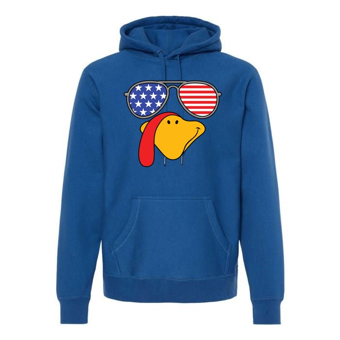 Turkey Face Sunglasses Usa Flag American Thanksgiving Cute Gift Premium Hoodie