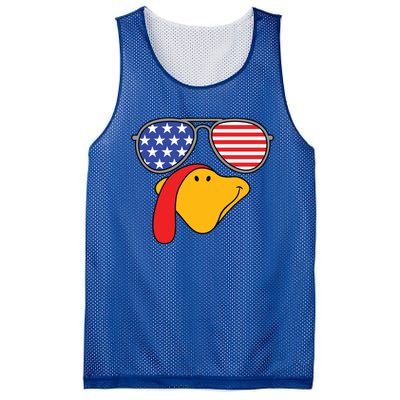 Turkey Face Sunglasses Usa Flag American Thanksgiving Cute Gift Mesh Reversible Basketball Jersey Tank