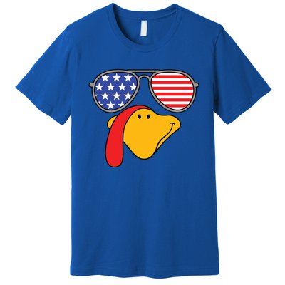 Turkey Face Sunglasses Usa Flag American Thanksgiving Cute Gift Premium T-Shirt