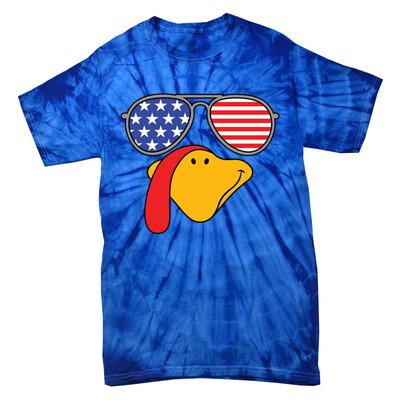 Turkey Face Sunglasses Usa Flag American Thanksgiving Cute Gift Tie-Dye T-Shirt