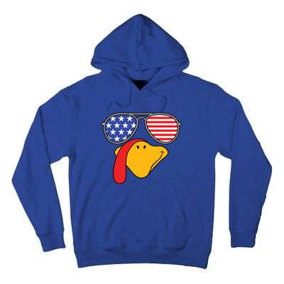 Turkey Face Sunglasses Usa Flag American Thanksgiving Cute Gift Tall Hoodie