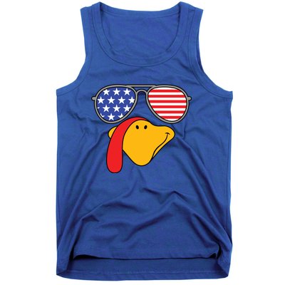 Turkey Face Sunglasses Usa Flag American Thanksgiving Cute Gift Tank Top