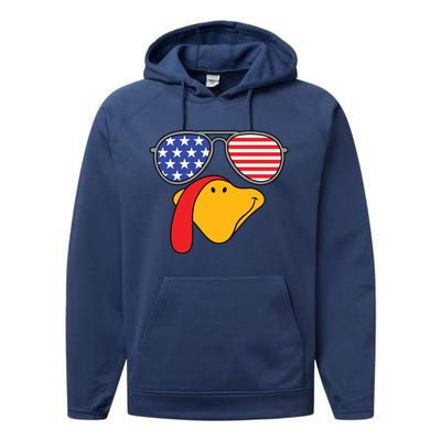 Turkey Face Sunglasses Usa Flag American Thanksgiving Cute Gift Performance Fleece Hoodie