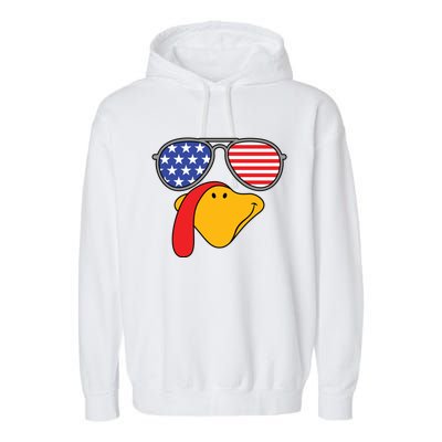 Turkey Face Sunglasses Usa Flag American Thanksgiving Cute Gift Garment-Dyed Fleece Hoodie