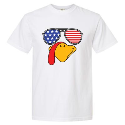 Turkey Face Sunglasses Usa Flag American Thanksgiving Cute Gift Garment-Dyed Heavyweight T-Shirt