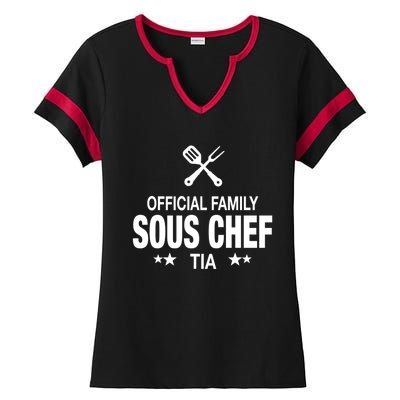 Tia Family Sous Chef Funny Cooking Tia Gift Ladies Halftime Notch Neck Tee