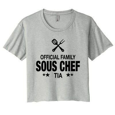 Tia Family Sous Chef Funny Cooking Tia Gift Women's Crop Top Tee