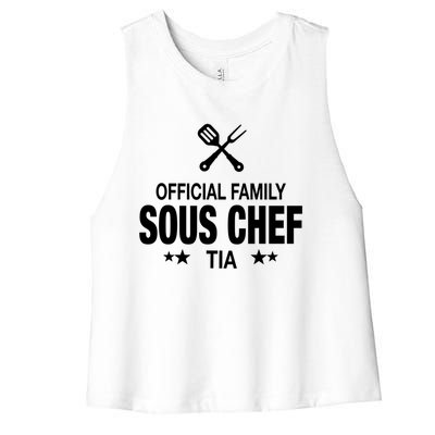 Tia Family Sous Chef Funny Cooking Tia Gift Women's Racerback Cropped Tank