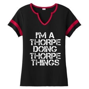 Thorpe Funny Surname Family Tree Birthday Reunion Gift Idea Ladies Halftime Notch Neck Tee