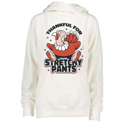 Thankful For Stretchy Pants Funny Turkey Womens Funnel Neck Pullover Hood