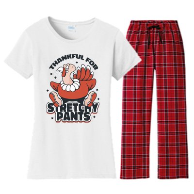 Thankful For Stretchy Pants Funny Turkey Women's Flannel Pajama Set