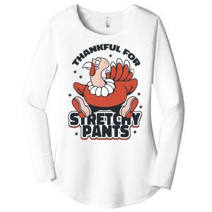 Thankful For Stretchy Pants Funny Turkey Women's Perfect Tri Tunic Long Sleeve Shirt