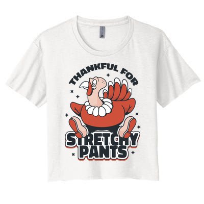 Thankful For Stretchy Pants Funny Turkey Women's Crop Top Tee