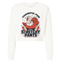 Thankful For Stretchy Pants Funny Turkey Cropped Pullover Crew