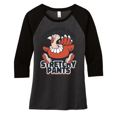 Thankful For Stretchy Pants Funny Turkey Women's Tri-Blend 3/4-Sleeve Raglan Shirt