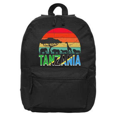 Tanzania Flag Serengeti Safari Africa Tanzanian Retro 16 in Basic Backpack