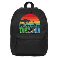 Tanzania Flag Serengeti Safari Africa Tanzanian Retro 16 in Basic Backpack