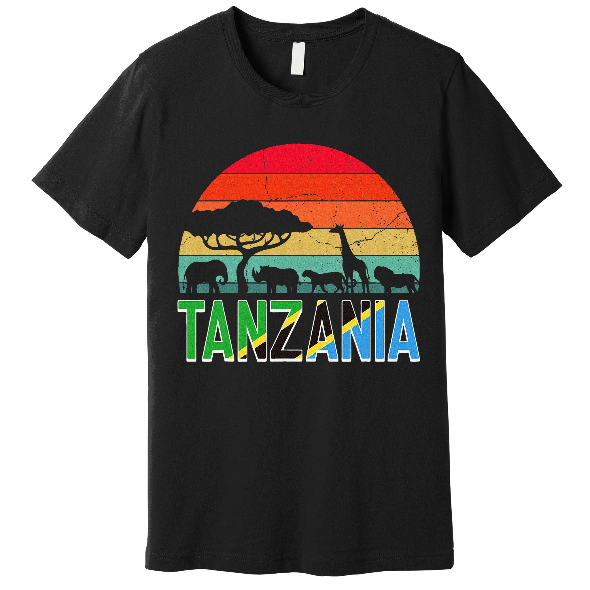 Tanzania Flag Serengeti Safari Africa Tanzanian Retro Premium T-Shirt