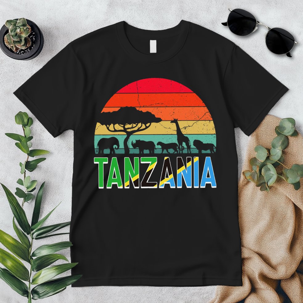 Tanzania Flag Serengeti Safari Africa Tanzanian Retro Premium T-Shirt
