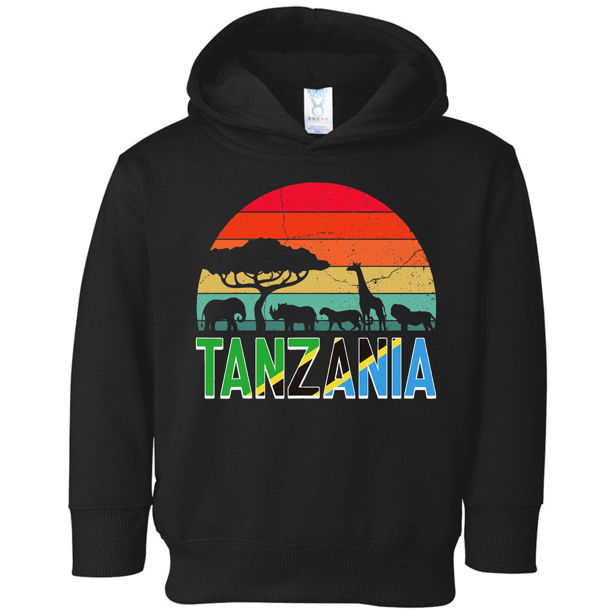 Tanzania Flag Serengeti Safari Africa Tanzanian Retro Toddler Hoodie
