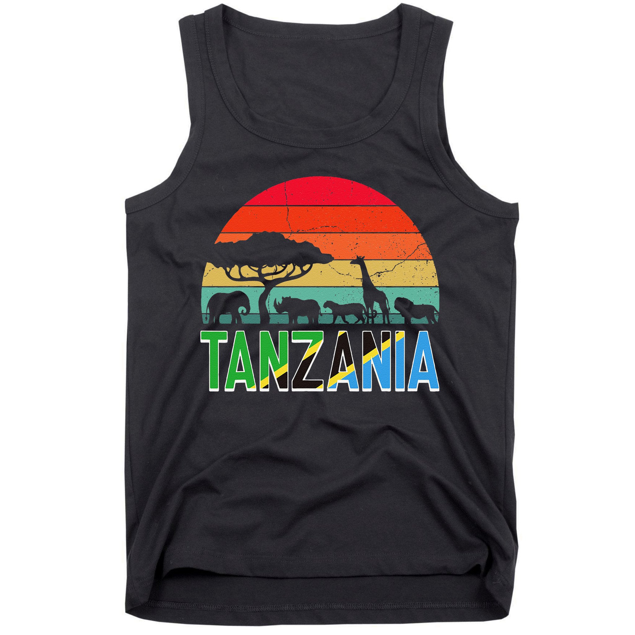 Tanzania Flag Serengeti Safari Africa Tanzanian Retro Tank Top