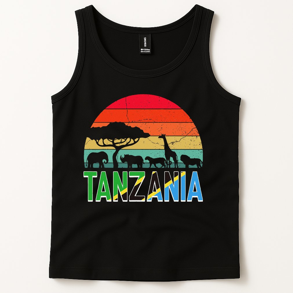 Tanzania Flag Serengeti Safari Africa Tanzanian Retro Tank Top