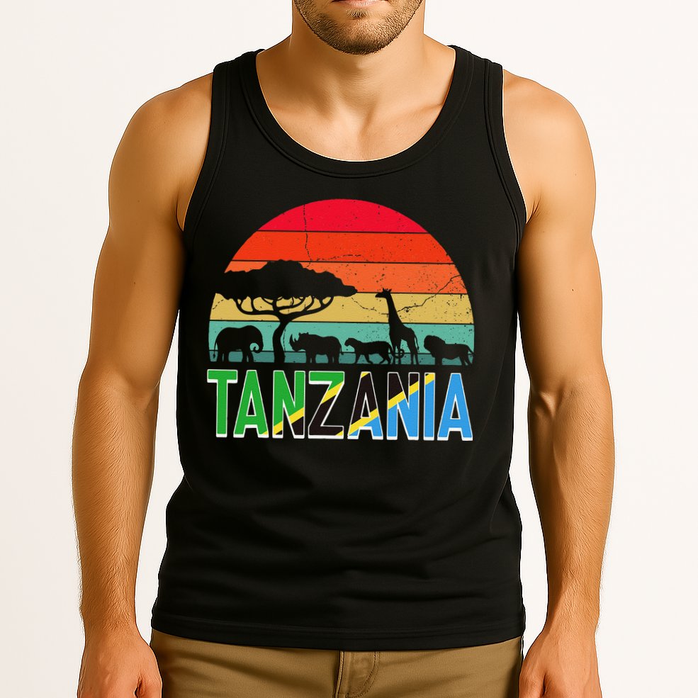 Tanzania Flag Serengeti Safari Africa Tanzanian Retro Tank Top