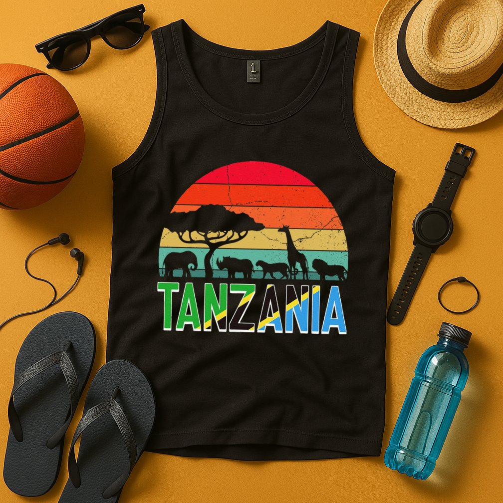 Tanzania Flag Serengeti Safari Africa Tanzanian Retro Tank Top