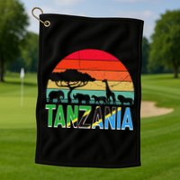 Tanzania Flag Serengeti Safari Africa Tanzanian Retro Golf Towel