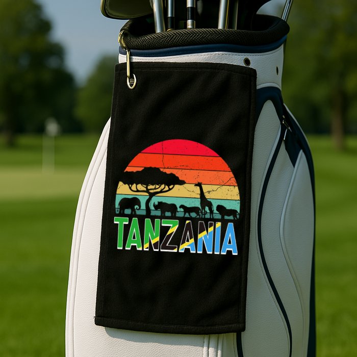 Tanzania Flag Serengeti Safari Africa Tanzanian Retro Golf Towel