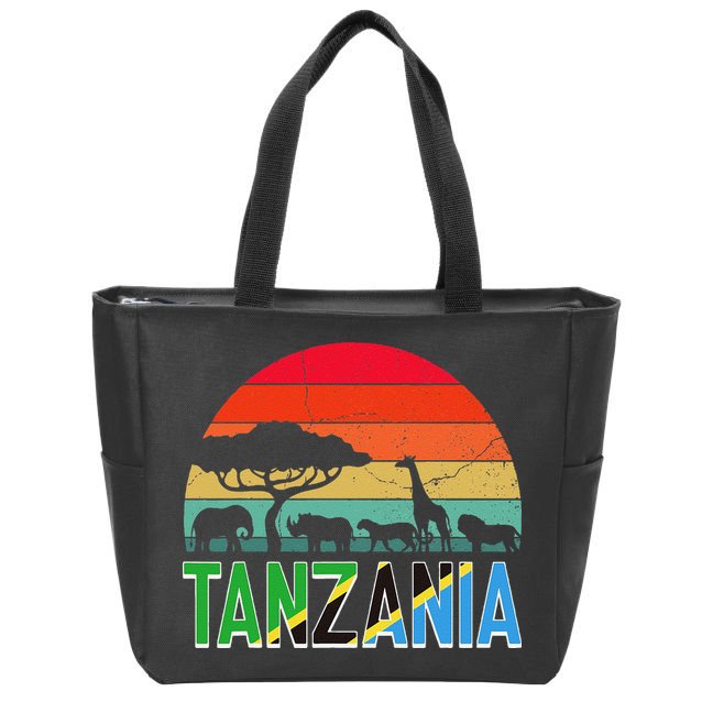 Tanzania Flag Serengeti Safari Africa Tanzanian Retro Zip Tote Bag