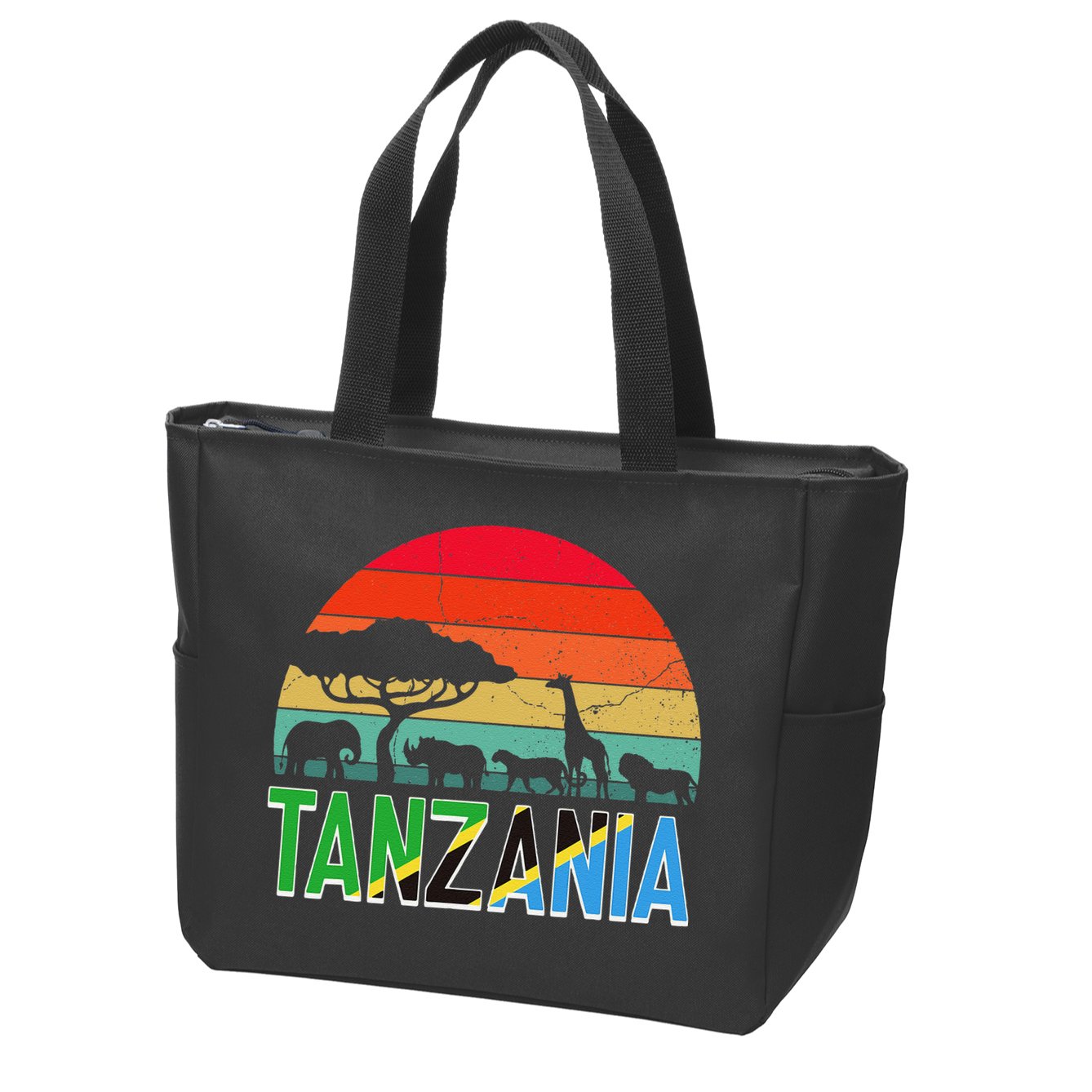 Tanzania Flag Serengeti Safari Africa Tanzanian Retro Zip Tote Bag