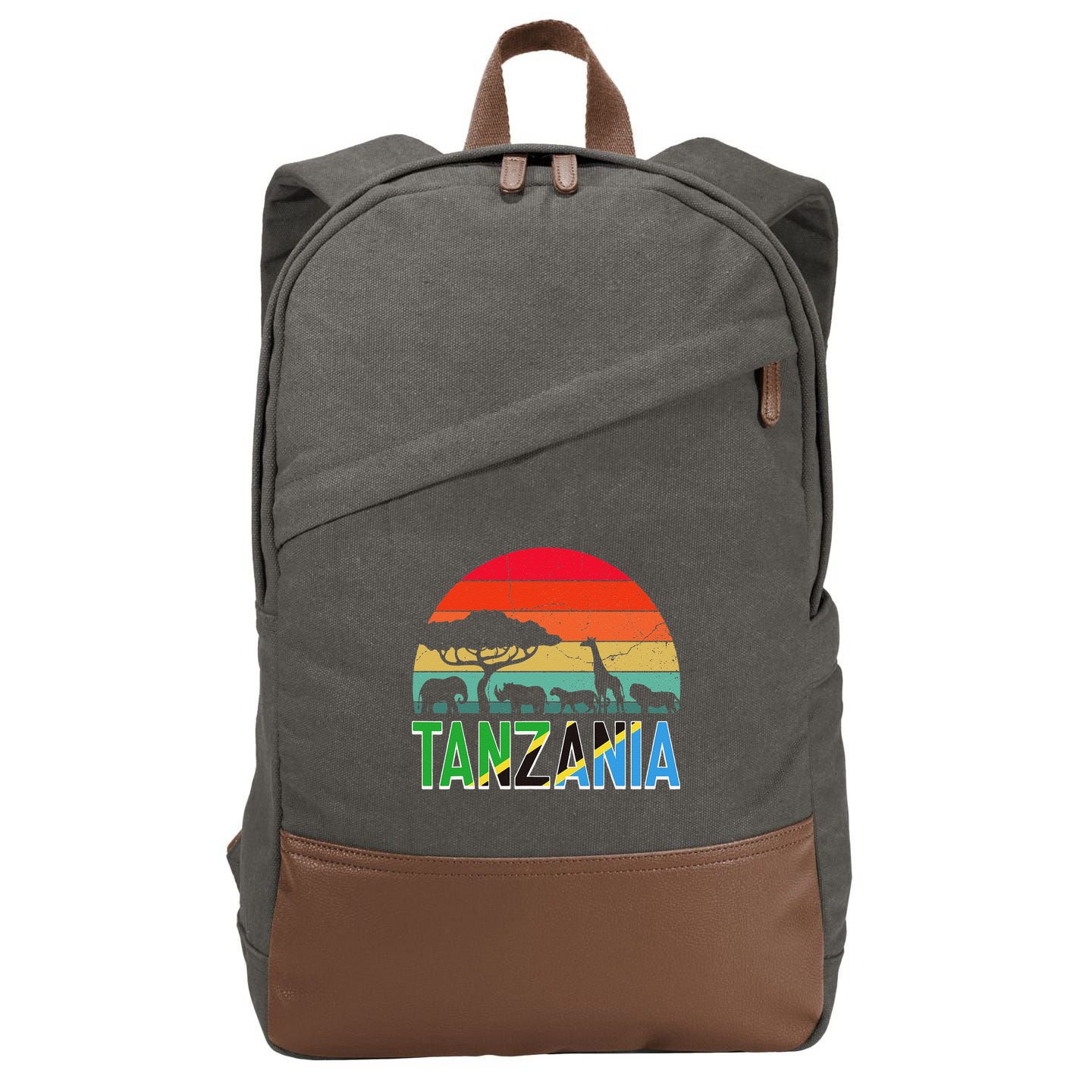Tanzania Flag Serengeti Safari Africa Tanzanian Retro Cotton Canvas Backpack