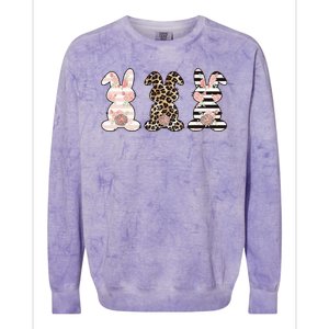 Three Floral Stylish Bunnies Colorblast Crewneck Sweatshirt