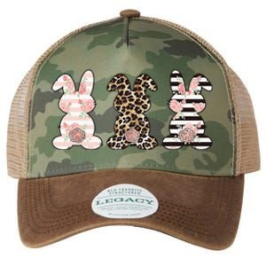 Three Floral Stylish Bunnies Legacy Tie Dye Trucker Hat