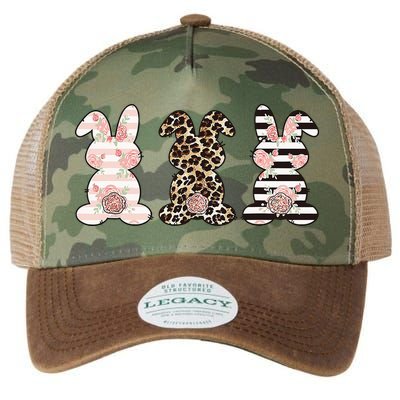 Three Floral Stylish Bunnies Legacy Tie Dye Trucker Hat
