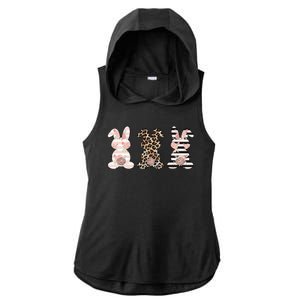 Three Floral Stylish Bunnies Ladies PosiCharge Tri-Blend Wicking Draft Hoodie Tank