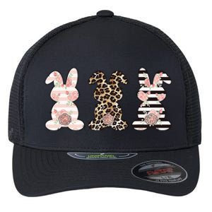 Three Floral Stylish Bunnies Flexfit Unipanel Trucker Cap