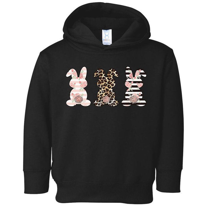 Three Floral Stylish Bunnies Toddler Hoodie