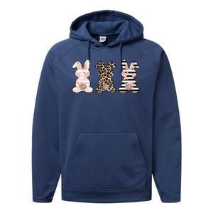 Three Floral Stylish Bunnies Performance Fleece Hoodie