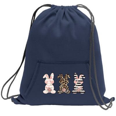 Three Floral Stylish Bunnies Sweatshirt Cinch Pack Bag